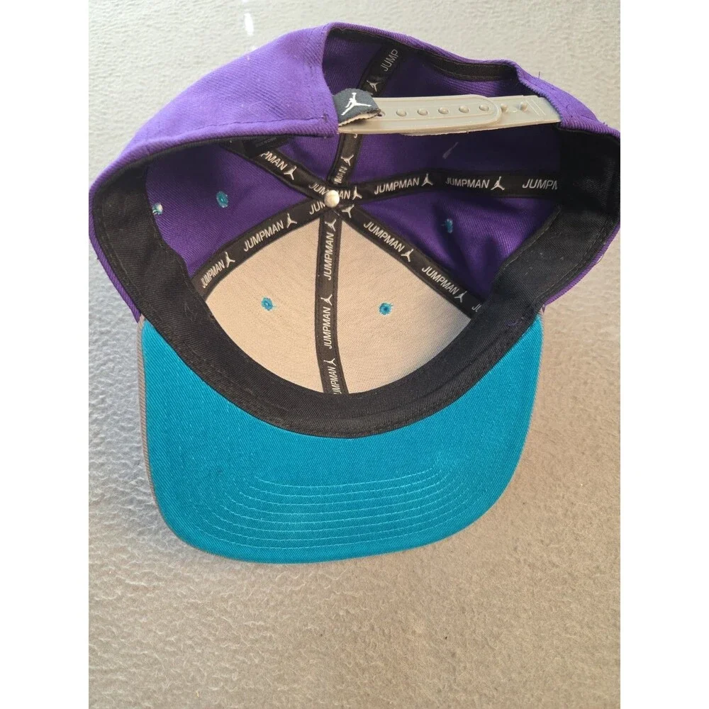 Air Jordan NBA Charlotte Hornets Pro Jumpman Snapback Hat Grey Purple Teal EUC
